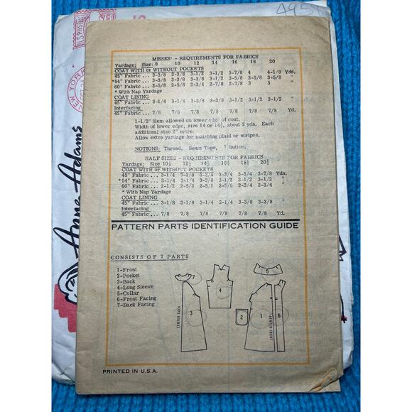 Anne Adams Sewing pattern 4958 trench long coat 1970s size 14 - Picture 3 of 5